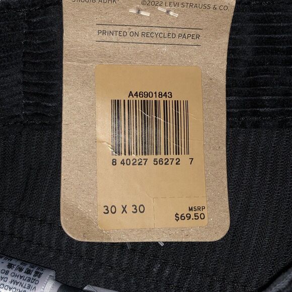 Levi's Womens Black /Dark Blue Hue Corduroy Straight Leg Pants 30x30 NWT - Picture 11 of 16